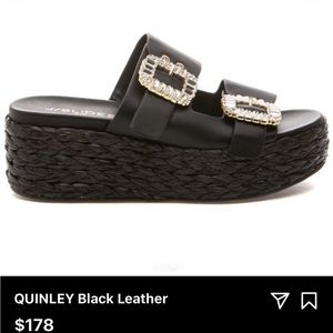 Black platform sandal with jewels